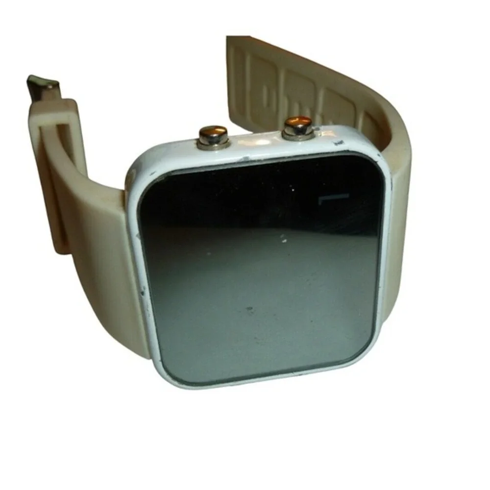 Retro White Digital‎ LED Square Watch Silicone Band Minimalist Y2K Sporty Unisex